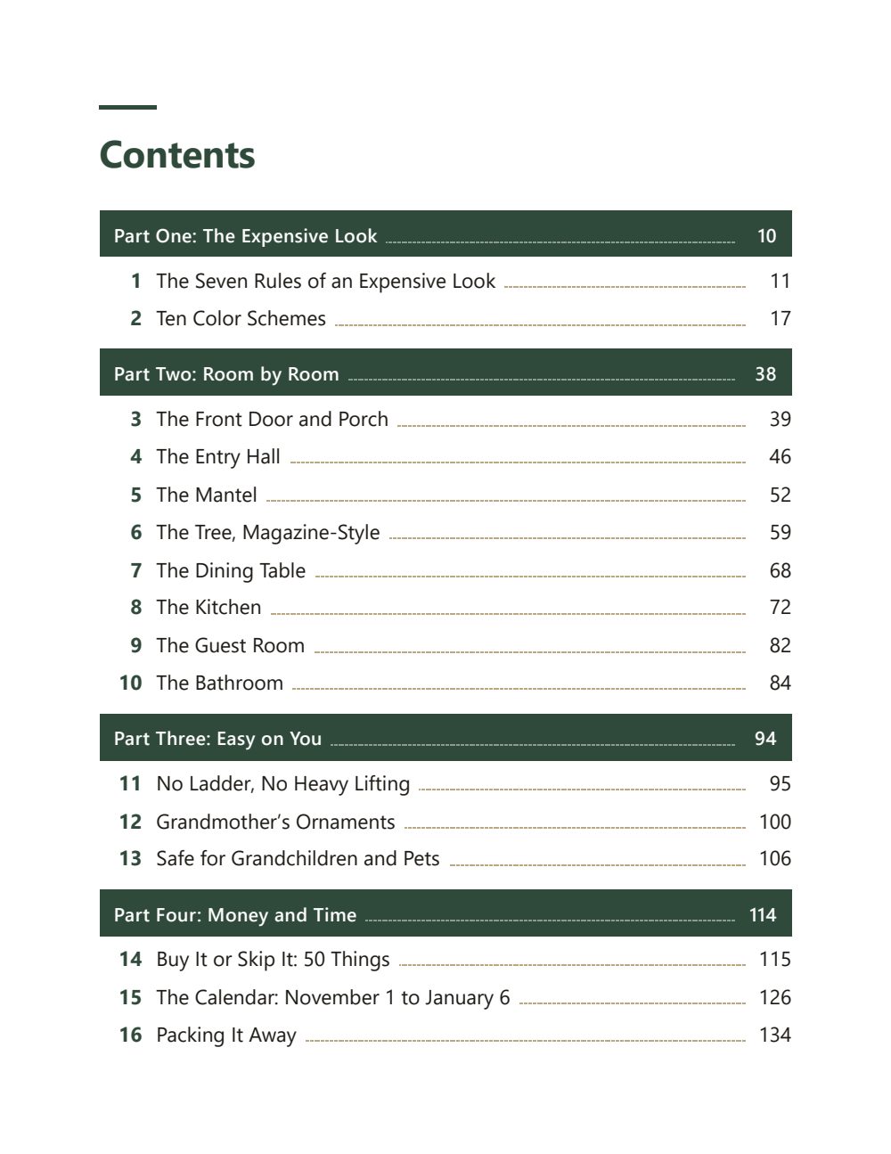 The contents page